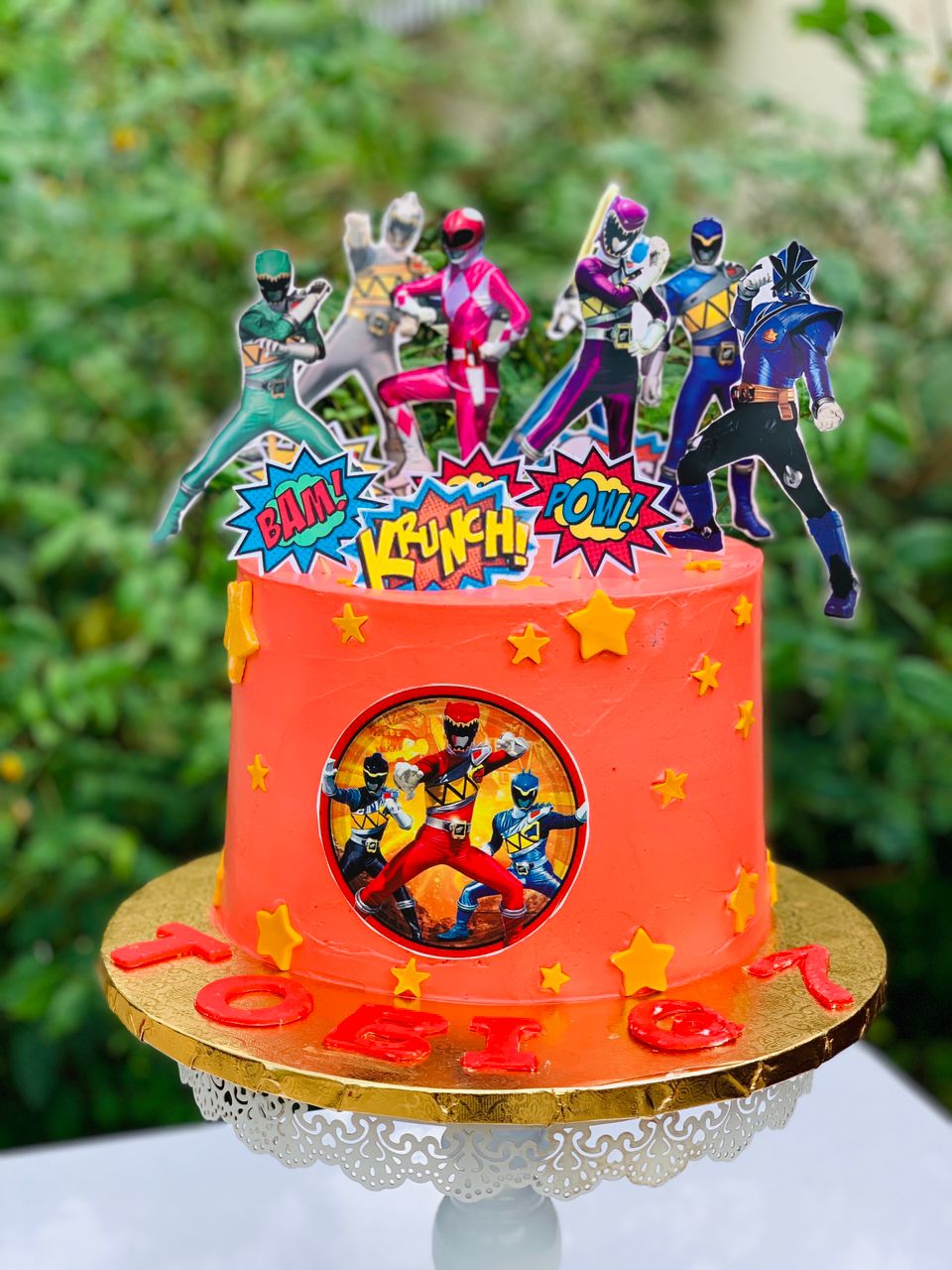 Image of 10 INCHES POWER RANGERS 4 LAYERS ROUND THEME  CAKE