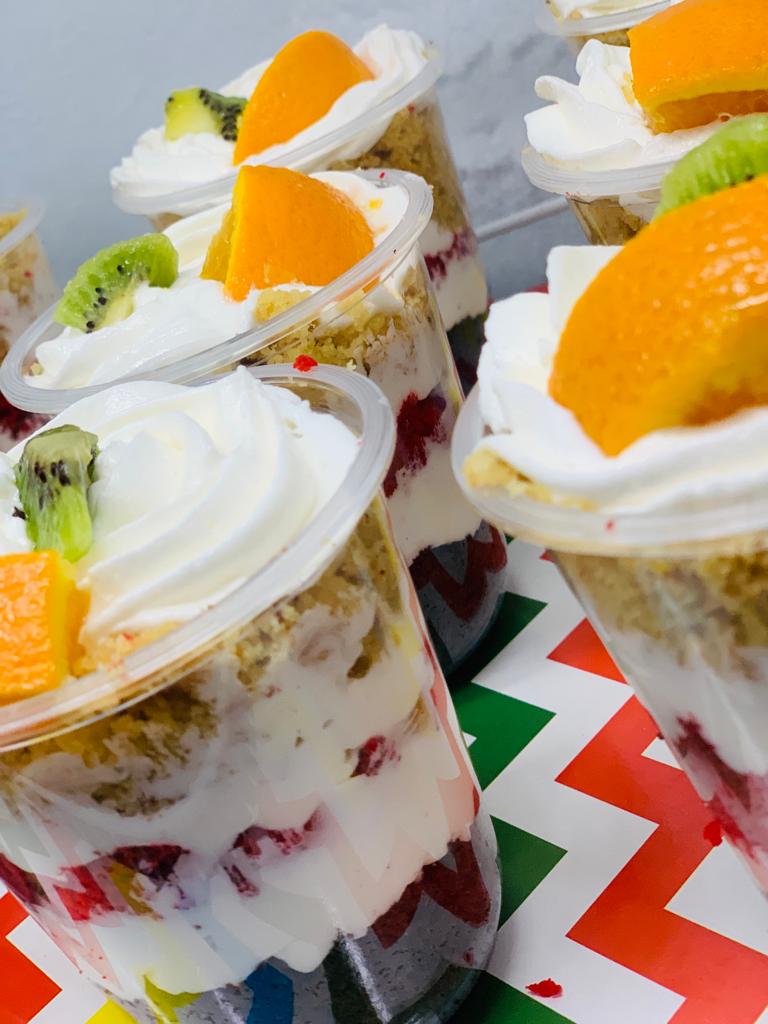 Image of FRUITS TOPPINGS WITH CAKE IN CUP BIGGER SIZE